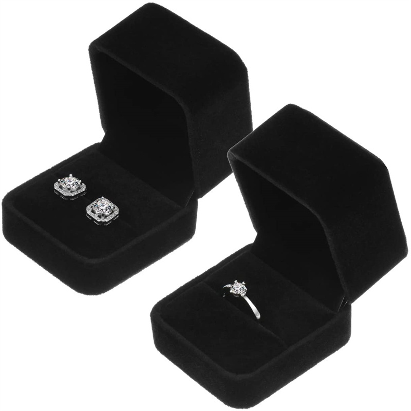Caja de terciopelo para pendientes y anillos, estuche para compromiso de boda, soporte pequeño para embalaje de joyería, organizador de exhibición, venta de negocios