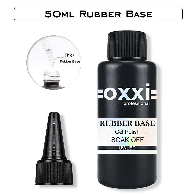 OXXI Dasar Karet Tebal dan Kutek Kuku Gel, Cat Kuku Gel Atas Tanpa Seka Terbaru 50Ml, Lapisan Atas Seni Kuku Y, Pernis Uv Semi Permanen