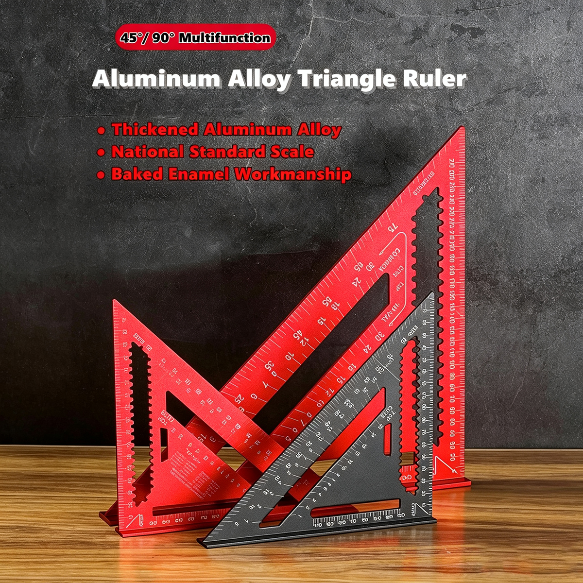 Jauges triangulaires en alliage d'aluminium pour le travail du bois, outils de mesure et de calibrage, règle d'angle de haute précision, métrique et impérial 0-90 °