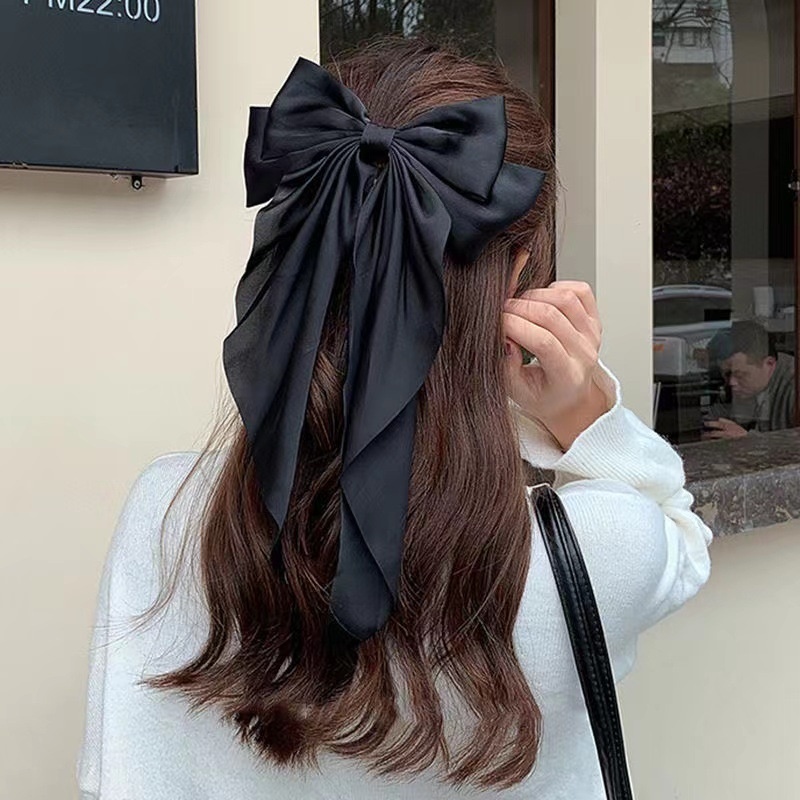 Effen Kleur Boog Lint Haar Clip Nieuwe Vrouwen Grote Strik Haarspeldjes Vrouwen Paardenstaart Clip Hoofdband Meisjes Haaraccessoires Gift