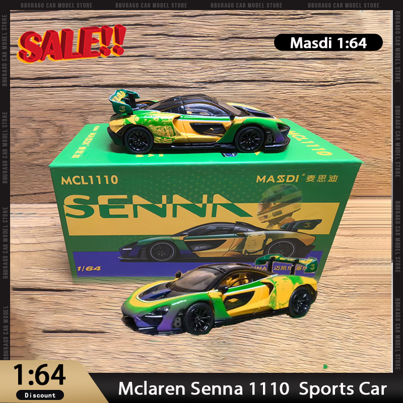 В наличии Masdi 1:64 Mclaren Senna 1110, специальное издание, спортивный автомобиль из сплава, миниатюрный литой под давлением орнамент, коллекция Mclaren, игрушка на заказ