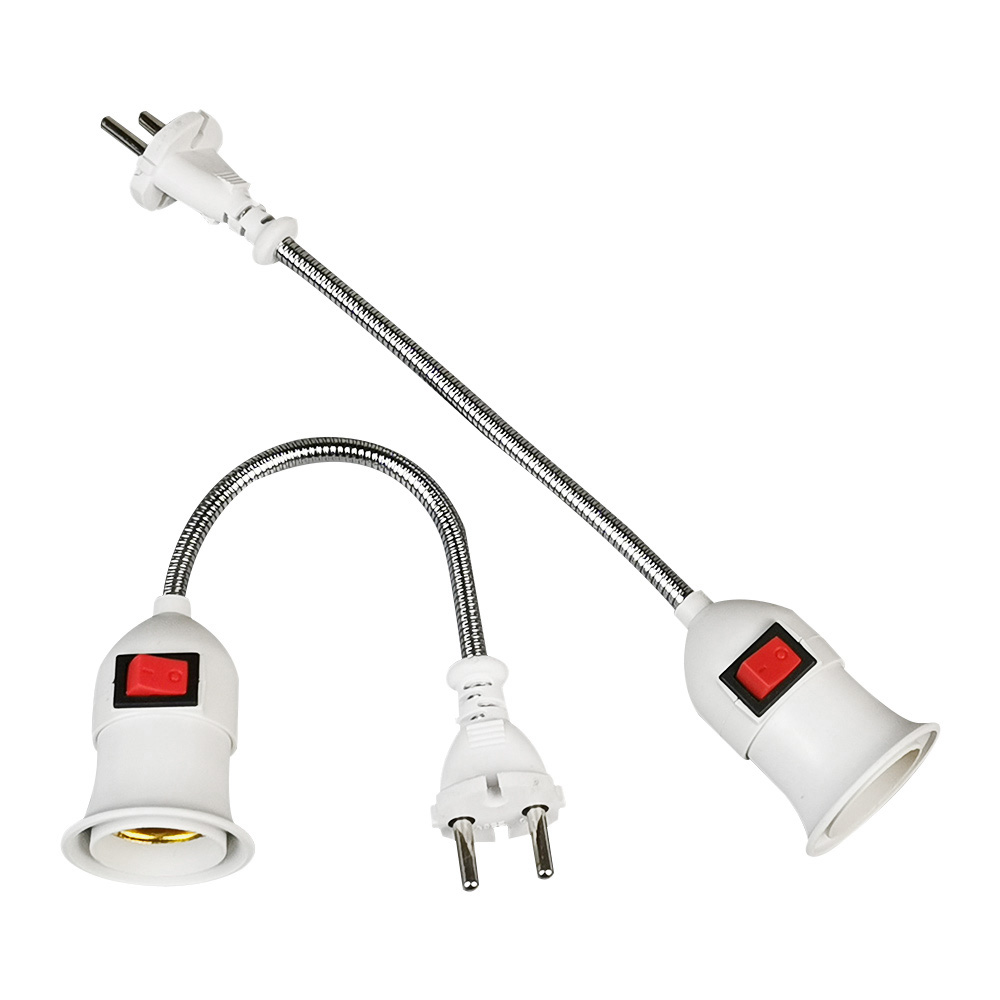 Base de lámpara E27, soporte Flexible de pared, convertidor de toma de luz, adaptador de luz de libro, interruptor de enchufe, UE/REINO UNIDO/EE. UU.