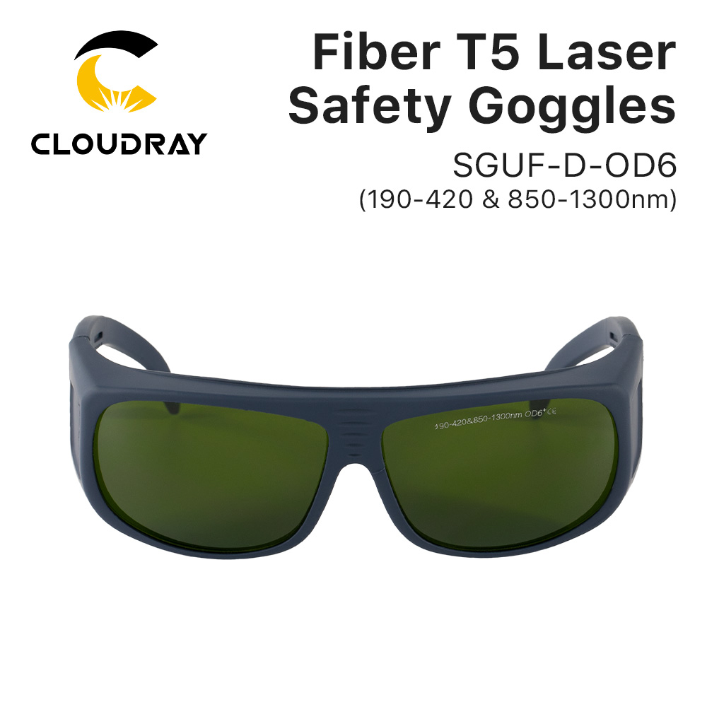 Óculos de segurança a laser Cloudray 1064nm 850-1300nm OD6 + CE Óculos de proteção estilo D para máquina a laser de fibra
