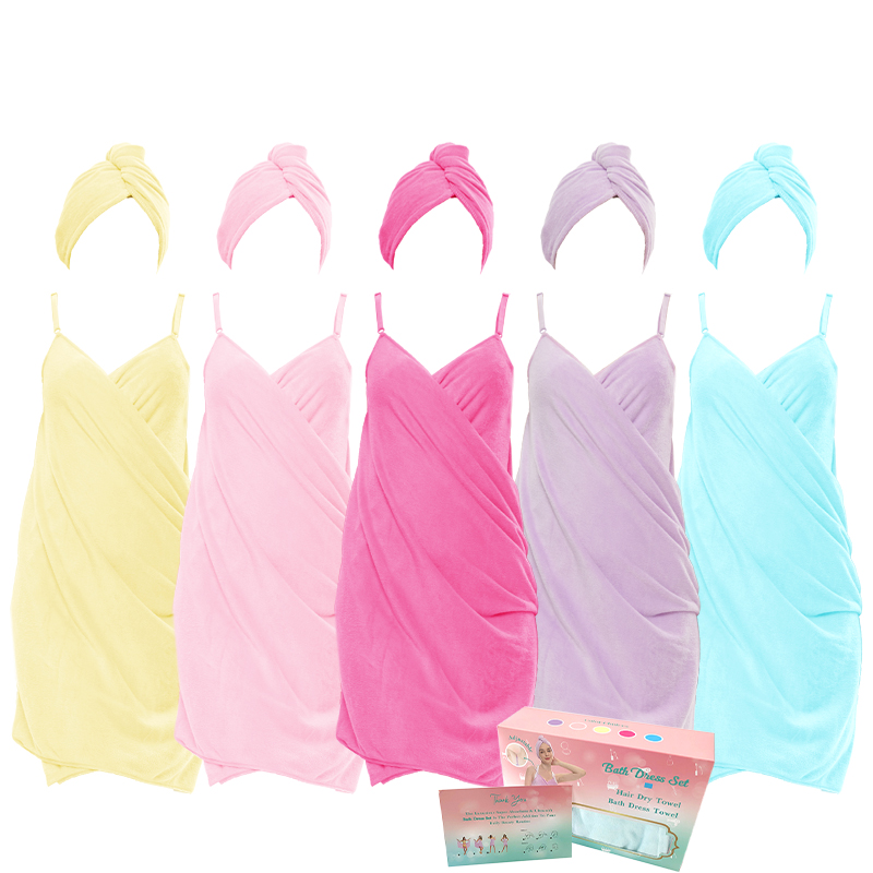 2 pçs conjunto feminino camisola vestido de chuveiro sexy sem costas absorvente wearable toalha de banho suspensórios vestido de noite