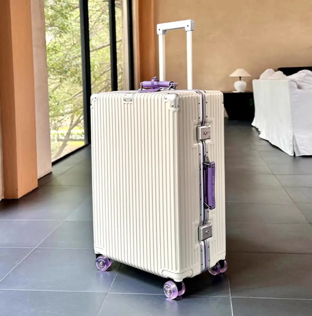 Tas Koper Berbahan Aluminium dengan Roda Spinner Senyap Berwarna-warni, Kunci TSA, Koper Troli Perjalanan Berkualitas Tinggi