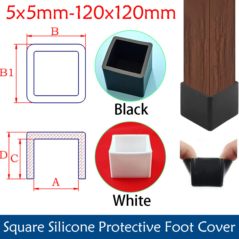 10/20 Stuks Vierkante Siliconen Stoelpoot Caps Antislip Tafelvoet Stofkap Vloerbeschermer Pads Pijp Stekkers Meubels Stelpoten