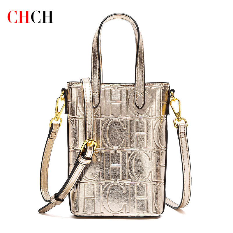 Bolsa de telefone feminina CHCH 2025 nova carteira preta de textura simples feminina crossbody