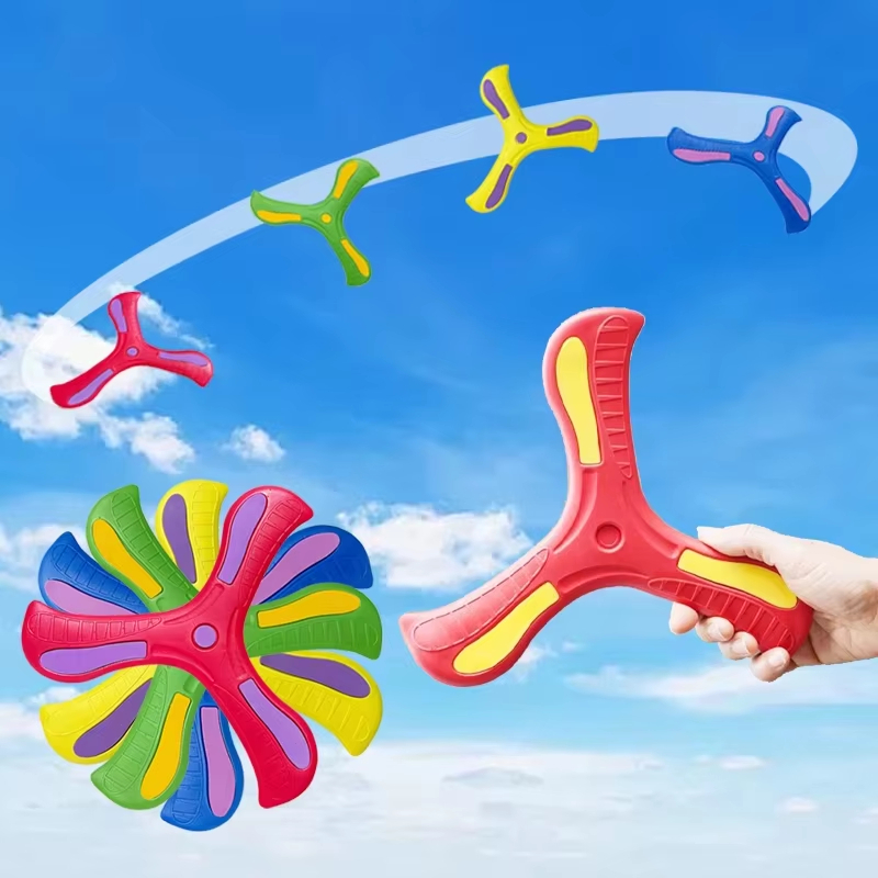 Boomerang zacht drievoudig kruisvormig vliegobject met nachtlampje, buitenspeelgoed, interactief sport speelgoed voor volwassenen en kinderen, puzzel cadeau voor kinderen