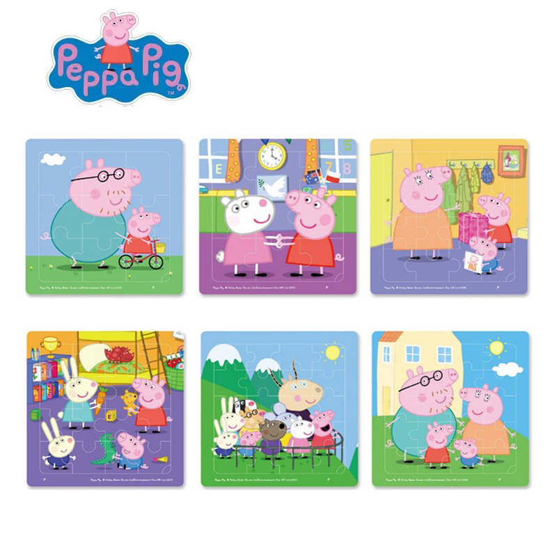 Peppa Pig Puzzle éducation précoce Puzzle maternelle papier bloc de construction pensée dessin animé modèle jouet Action poupée enfants cadeaux
