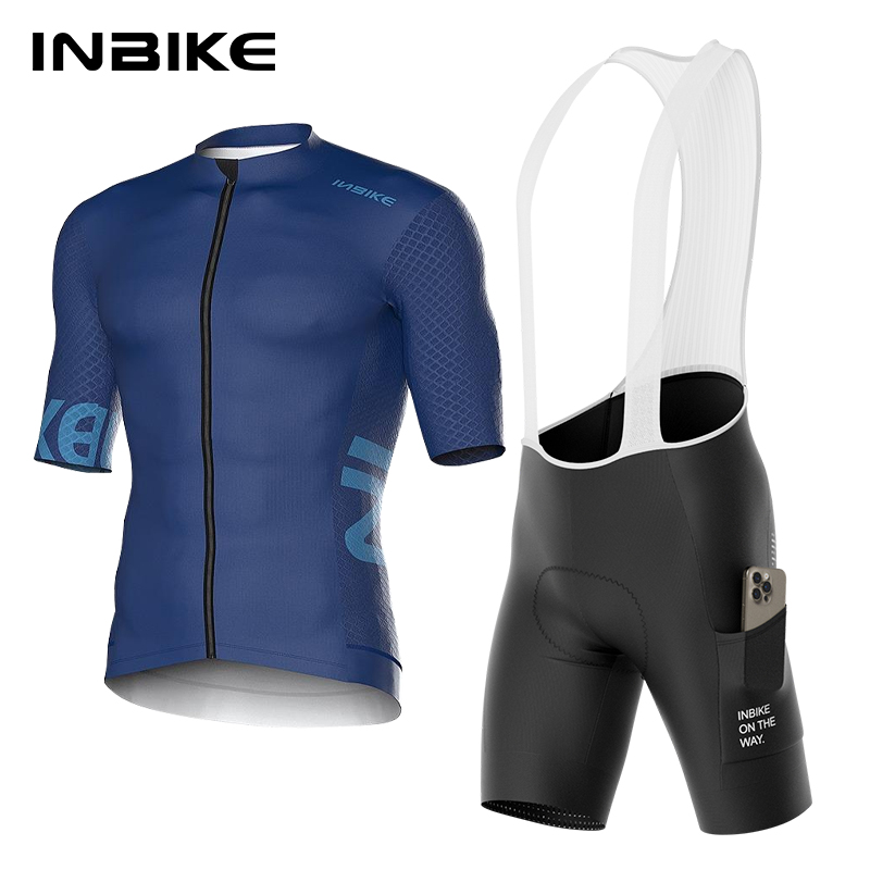 INBIKE zestaw koszulek rowerowych spodenki rowerowe z krótkim rękawem garnitury dla mężczyzn szybkoschnąca kolarstwo szosowe MTB odzież rowerowa z kieszeniami