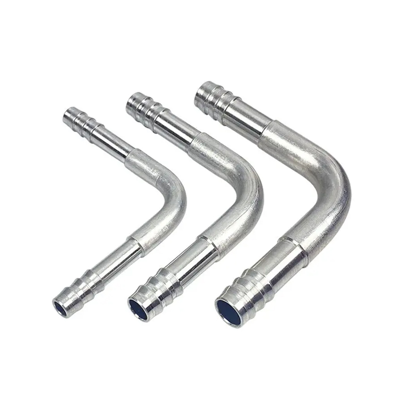 #6 #8 #10 A/C 90 Derajat Barb Sambatan Fitting Aluminium Mendorong Berduri Splicer untuk barrier Selang 3/8 1/2 5/8