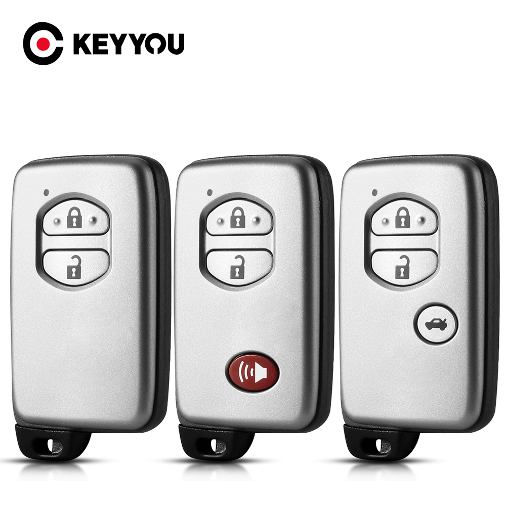 KEYYOU Pengganti Remote 2/3 Tombol Mobil Smart Kunci Case untuk Toyota Camry Kunci Shell Kosong dengan Pisau