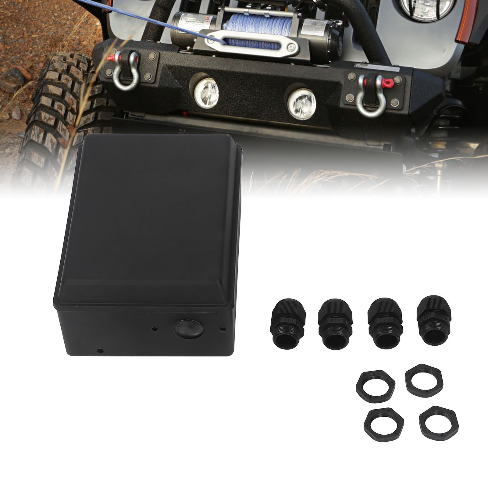 Winch Controller ที่อยู่อาศัย ABS ความแข็งแรงสูงไฟฟ้า Winch ป้องกันกล่องชุดสําหรับ 8000 ถึง 20000LB ไฟฟ้า Winch