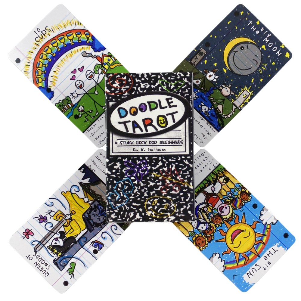 Doodle Tarot Cards A 78-Studiendeck für Anfänger Deck Oracle English Visions Divination Edition Board Playing Games