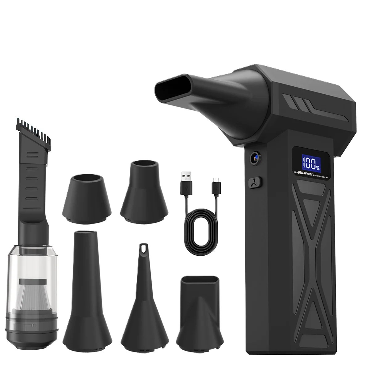 Souffleur d'air puissant 110000 tr/min, 4 vitesses réglables, Turbo Jet, avec affichage de la batterie légère Led, plumeau d'air comprimé sans fil