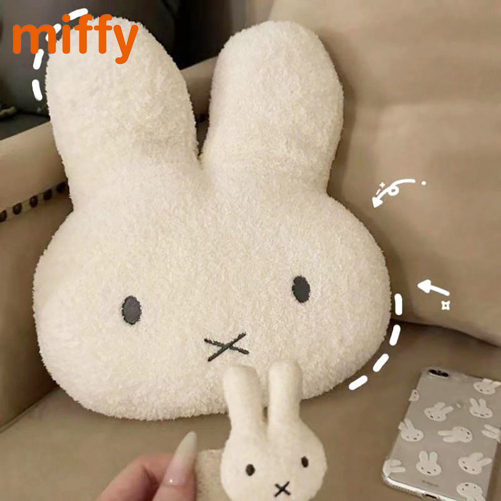Kawaii miffy bonito travesseiro de pelúcia dos desenhos animados coelho adicionar algodão alta qualidade casa quarto simples sofá almofada menina festival presente