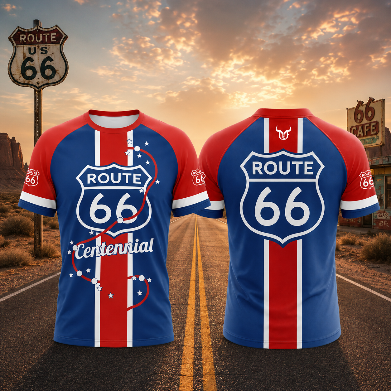 T-shirt Route 66 Centennial pour hommes et femmes, vintage, avec motif de voyage en voiture, rétro, cyclisme, aventure, voyage, décontracté, été, col rond