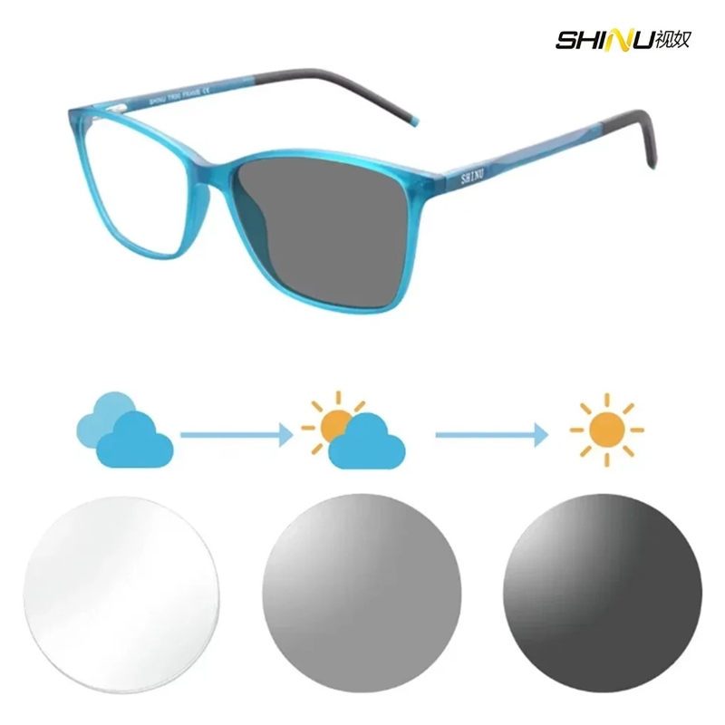 SHINU Women Glasses Frame Prescription Glasses Both Multifocal Grade Glasses Near and Far or Single Vision Myopia Diopter
