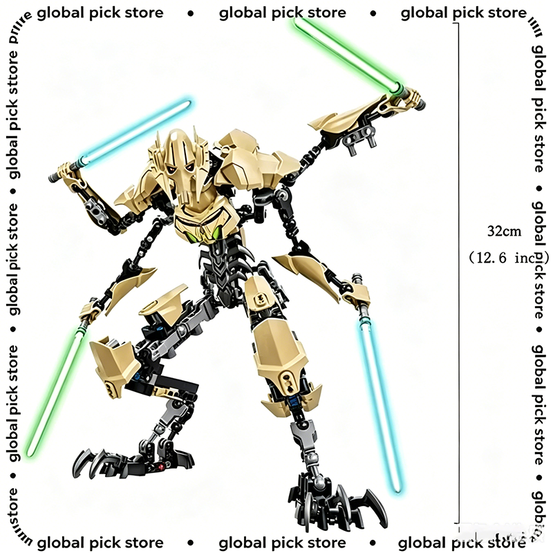 Nieuwe 32cm Ksz714 Star Toy Anime General Grievous met Lightsaber Hilt Gevechtswapen Model Bouwstenen Actiefiguur Cadeaus