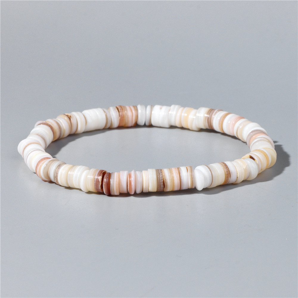 Natural concha de pedra grânulos pulseira redonda quadrado concha pulseira artesanal lantejoulas charme pulseiras masculino feminino verão praia jóias