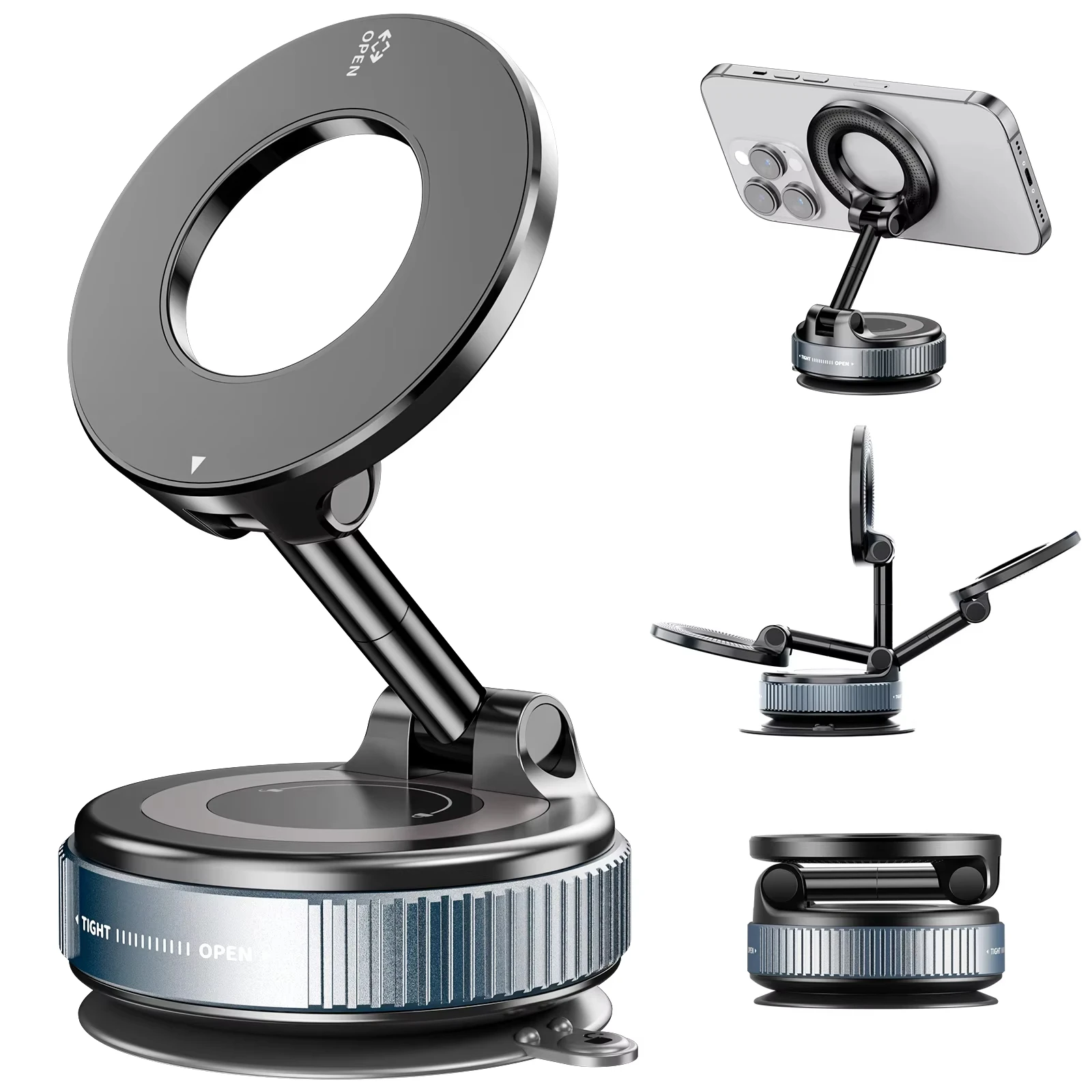 Autotelefon-Magnetständer, mechanischer Vakuum-Saugnapf, um 360° drehbar °   Magnetische Adsorptionshalterung Navigation Universalhalter