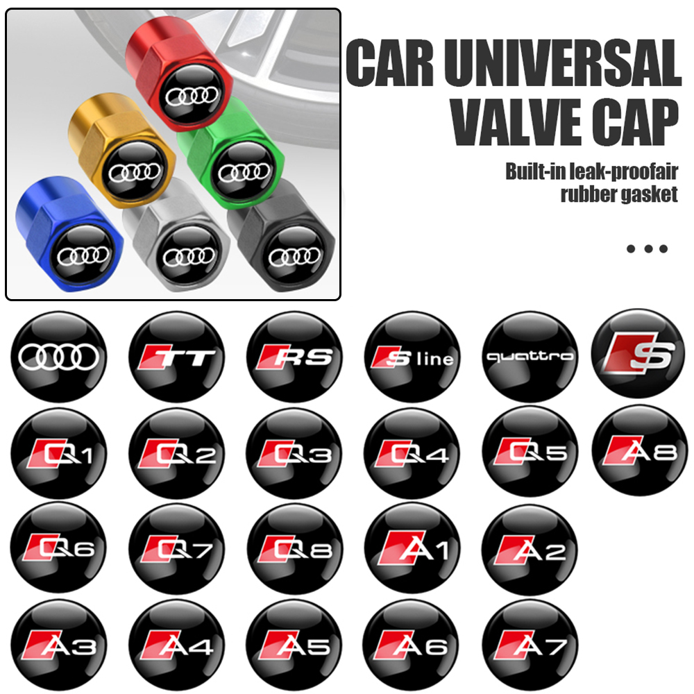 Tapas de válvula de aire de aluminio para rueda de coche, 4 piezas, cubierta antipolvo para AUDI RS S SLINE A4 A3 A6 Q3 quattro Q7 TT B8 8P A1 A3 8P A4 B5 B6 B7