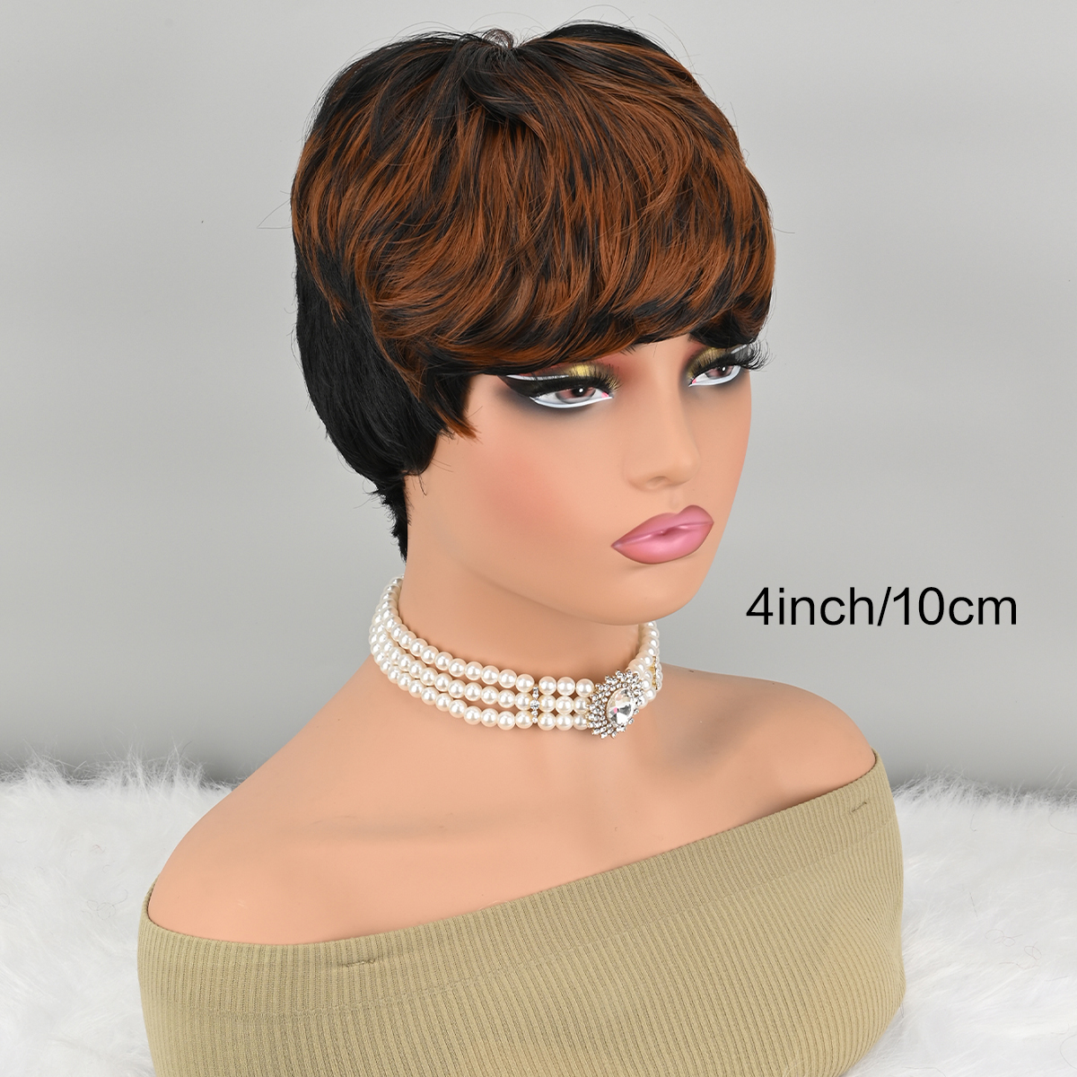Wig Keriting Pendek Pixie untuk Wanita Kulit Hitam Wig Keriting Alami Pendek untuk Wanita Kulit Hitam Wig Sintetis Berlapis Pendek
