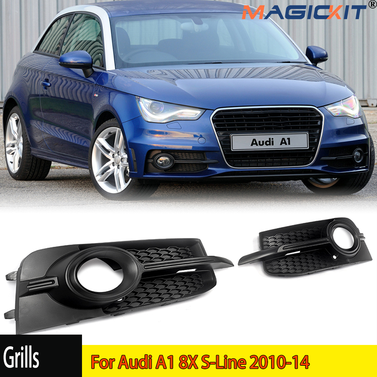 Paar Voor Audi A1 8X S-Lijn 2010-14 Honingraat Voorbumper Mistlamp Grille Cover