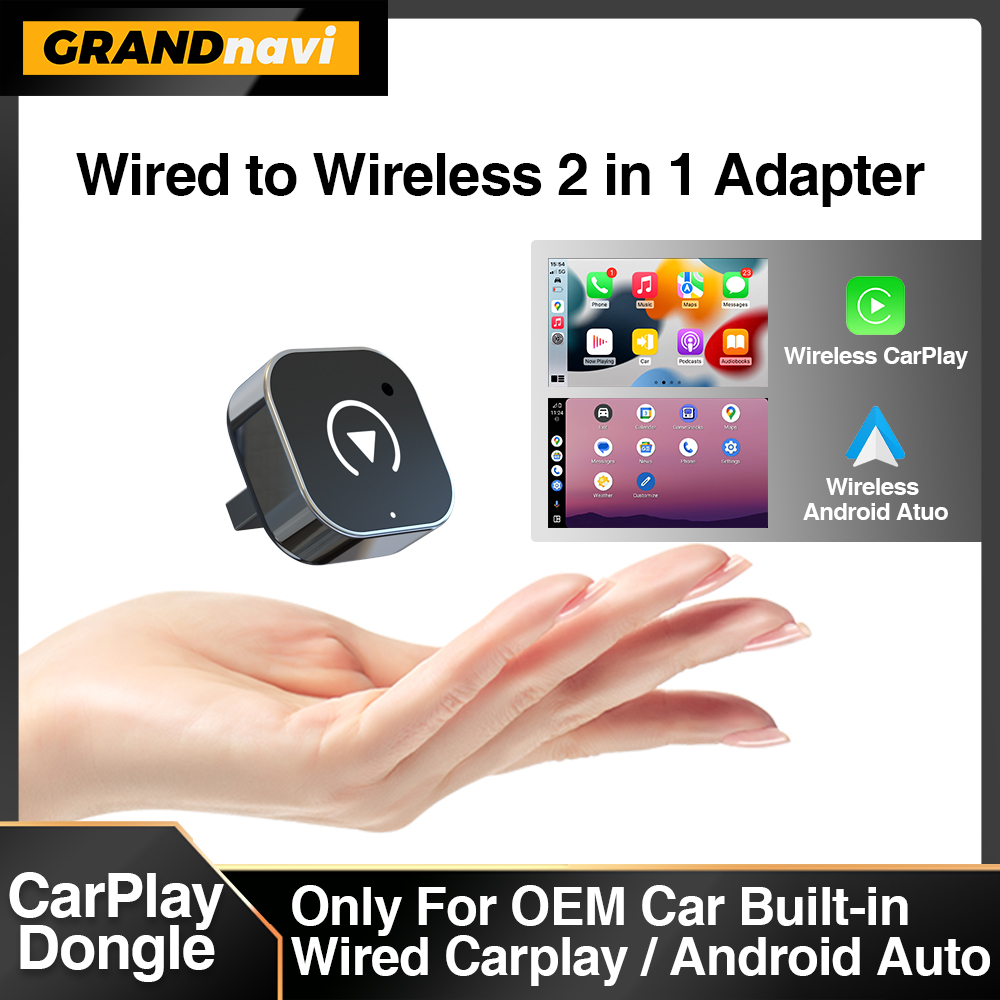 2in1 bedraad naar draadloze CarPlay Android Auto Adapter voor OEM autoradio met USB Plug en Play Bluetooth