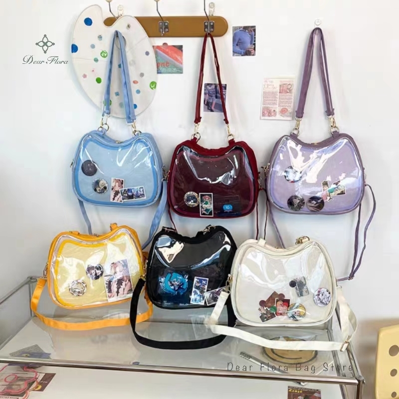 Y2K Sweet Cute Cat Ita Bag New Japanese Popular Crossbody Bags JK Uniform Shoulder Bag Girl Transparent Display Student Handbags