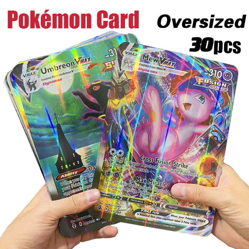 10/20/30 pçs cartões pokemon gx vmax cartão de grandes dimensões charizard pikachu coleção rara treinador batalha meninos crianças presentes natal