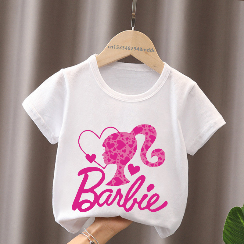 Hot Sale Barbie Princess Print Cartoon Kids T-Shirts Kawaii Girls Clothes Baby Boys Short Sleeve T shirt Summer Children Tops
