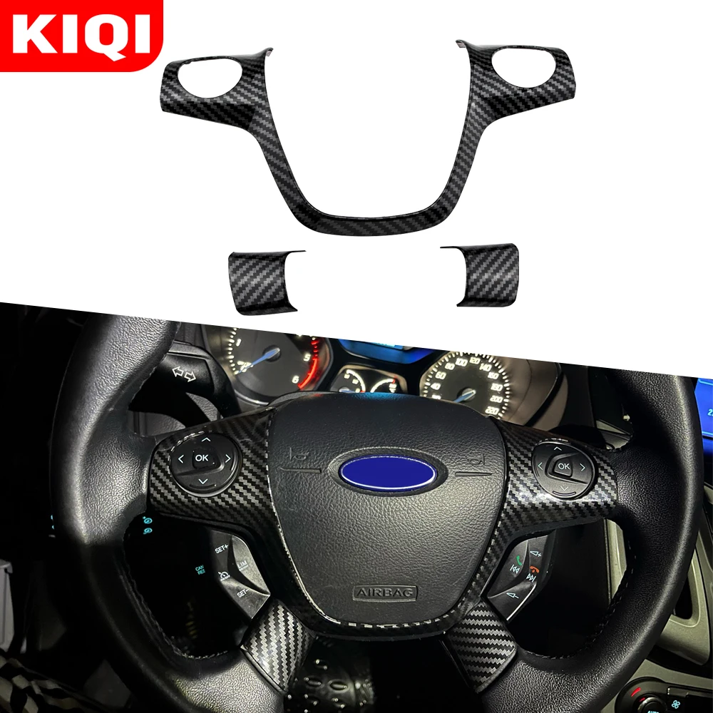 KIQI untuk Ford C-MAX Cmax 2011-2017 Grand C-MAX 2011-2014 Aksesori Hiasan Mobil Penutup Stiker Dekorasi Roda Kemudi