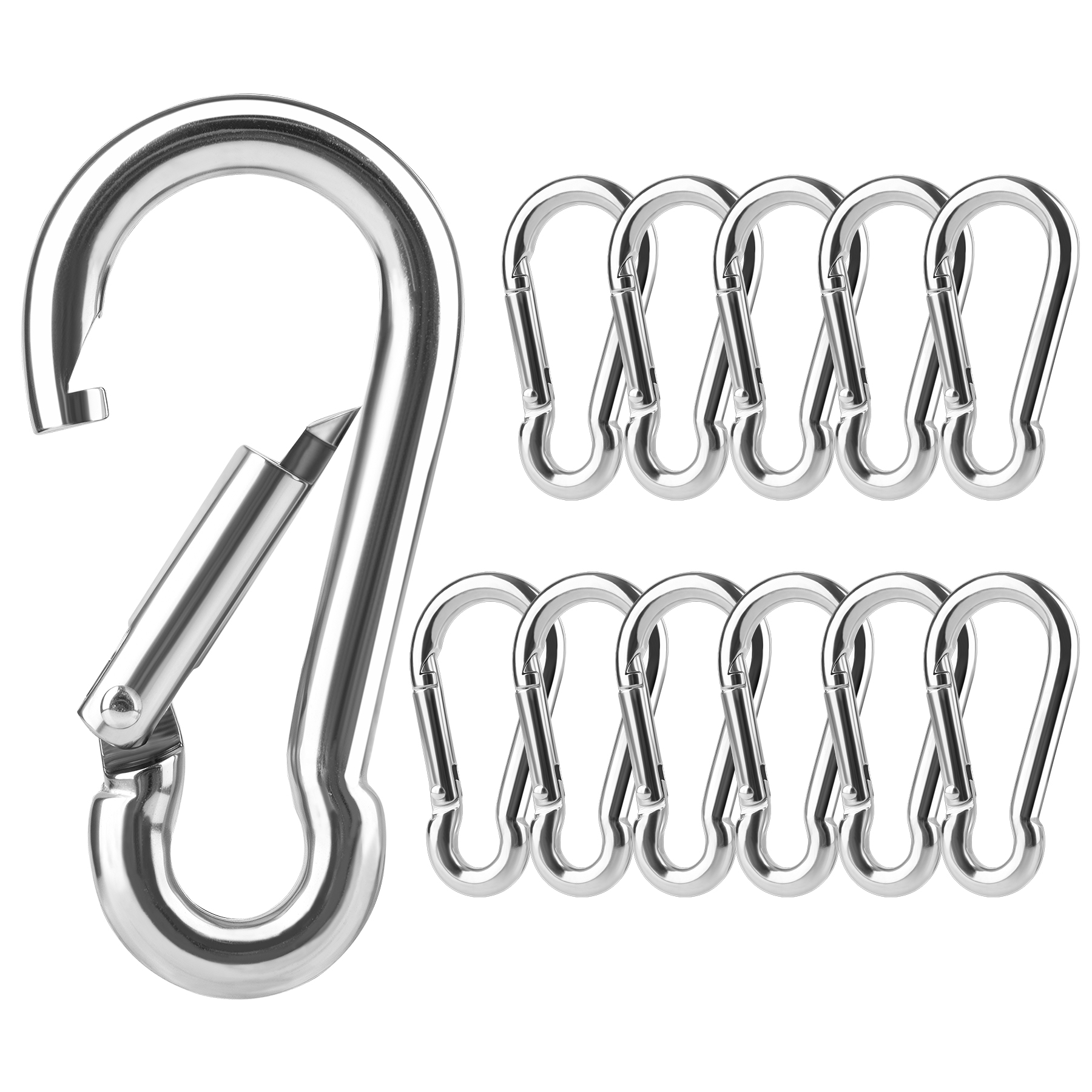 6 Stück 12 Stück 24 Stück 304 Edelstahl M4 M5 M6 Multifunktionaler Federschnappkarabiner Schnellverschluss-Ringhaken