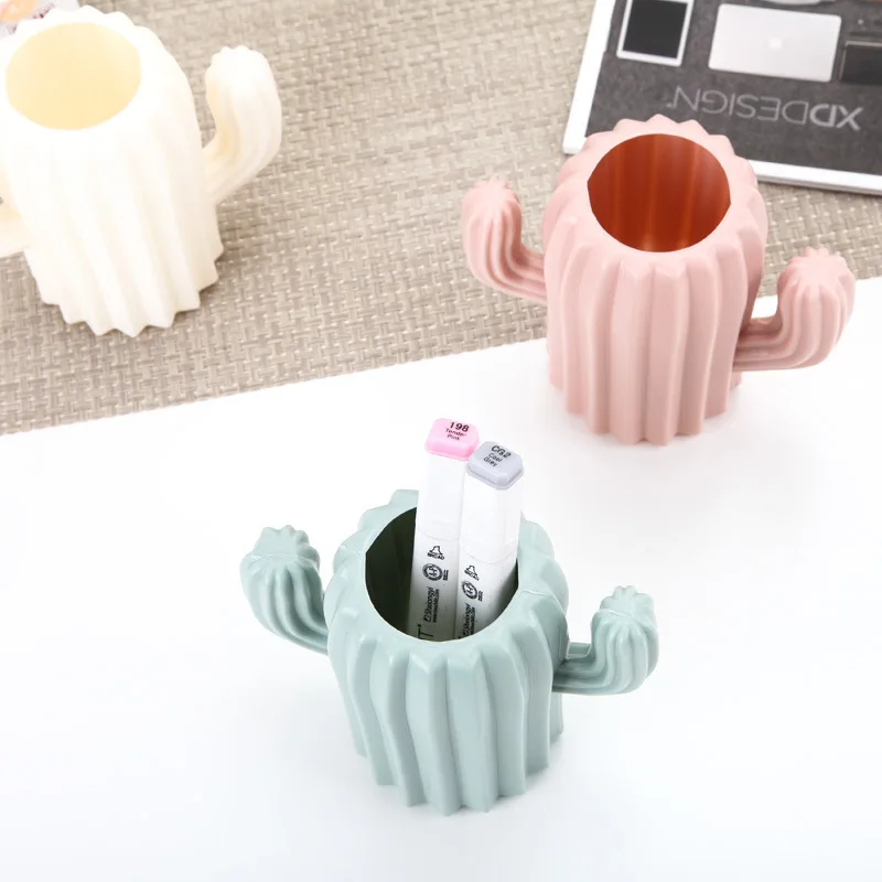 Kreative Student Stift Halter Schreibwaren Desktop Kaktus Schreibtisch Multifunktions Lagerung Box PE Stift Container Pinsel Topf Büro Liefert