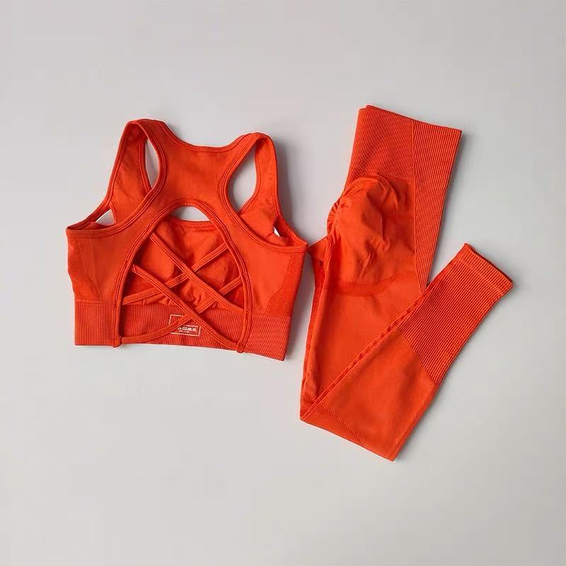 Conjunto de 2 piezas de sujetador deportivo para mujer: Top de fitness profesional, sujetador antichoque, leggings para correr, traje de yoga, sujetador con espalda hermosa, ropa deportiva.