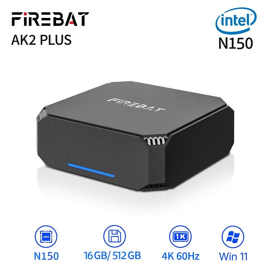 FIREBAT AK2 PLUS MiniPC Intel N100 de doble banda WiFi5 BT4.2 16GB 512GB Ordenador para juegos de escritorio Mini PC Gamer