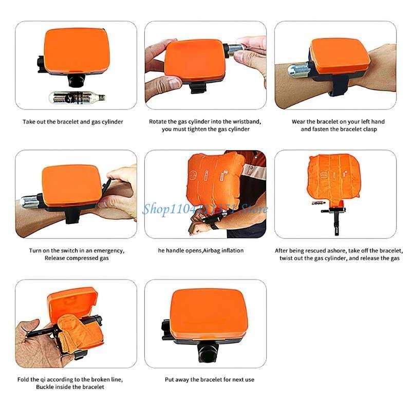 Portable Anti Drowning Lifesaving Bracelet Floating Swimming Safety Self Rescue Wristband Backpack Safety Float Air Bag