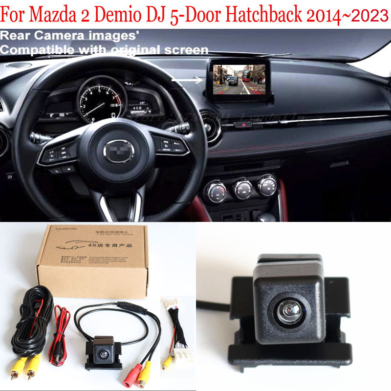 Para Mazda 2 Hatchback 5 puertas Mazda2 DEMIO DJ 2014 ~ 2023 HD cámara de visión trasera de coche Cable adaptador de 28 pines Compatible con Monitor Original