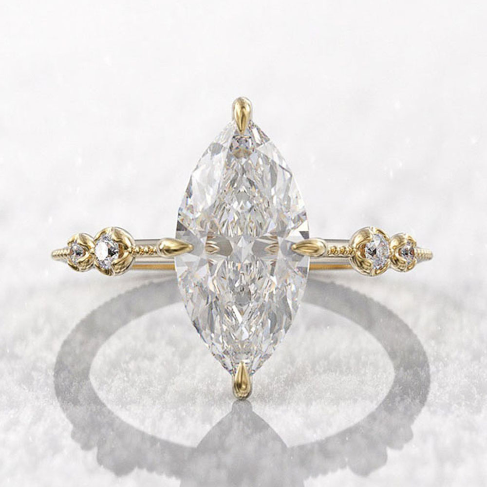 Huitan AAA cristal marquesa Cubic Zirconia anillos para mujer moda anillo fino compromiso accesorios de boda joyería llamativa