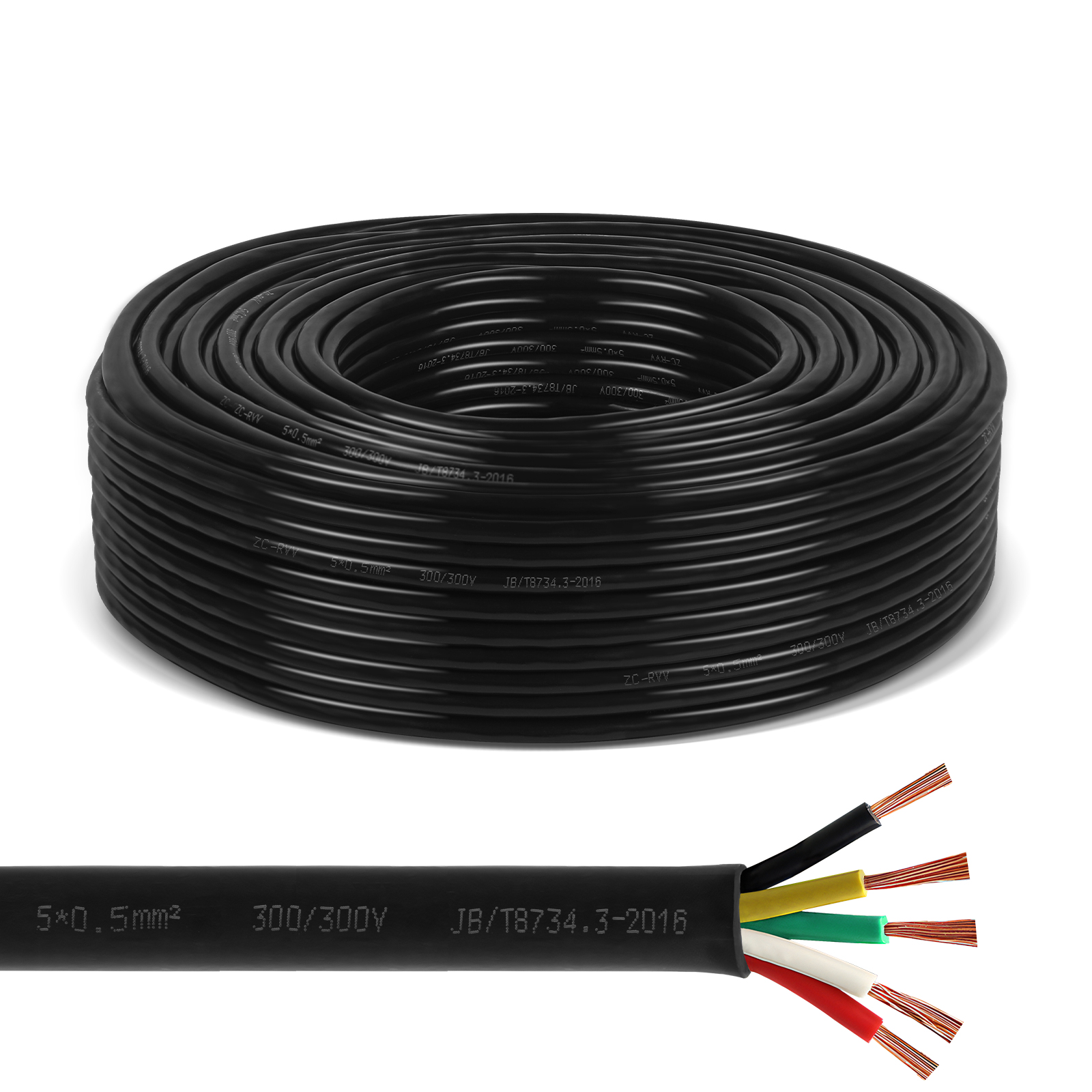 Aohewei 5m 5/7 núcleo ferramenta cabo reboque tomada conector jaqueta preta fio de cobre áudio 12v para caravana caminhão industy