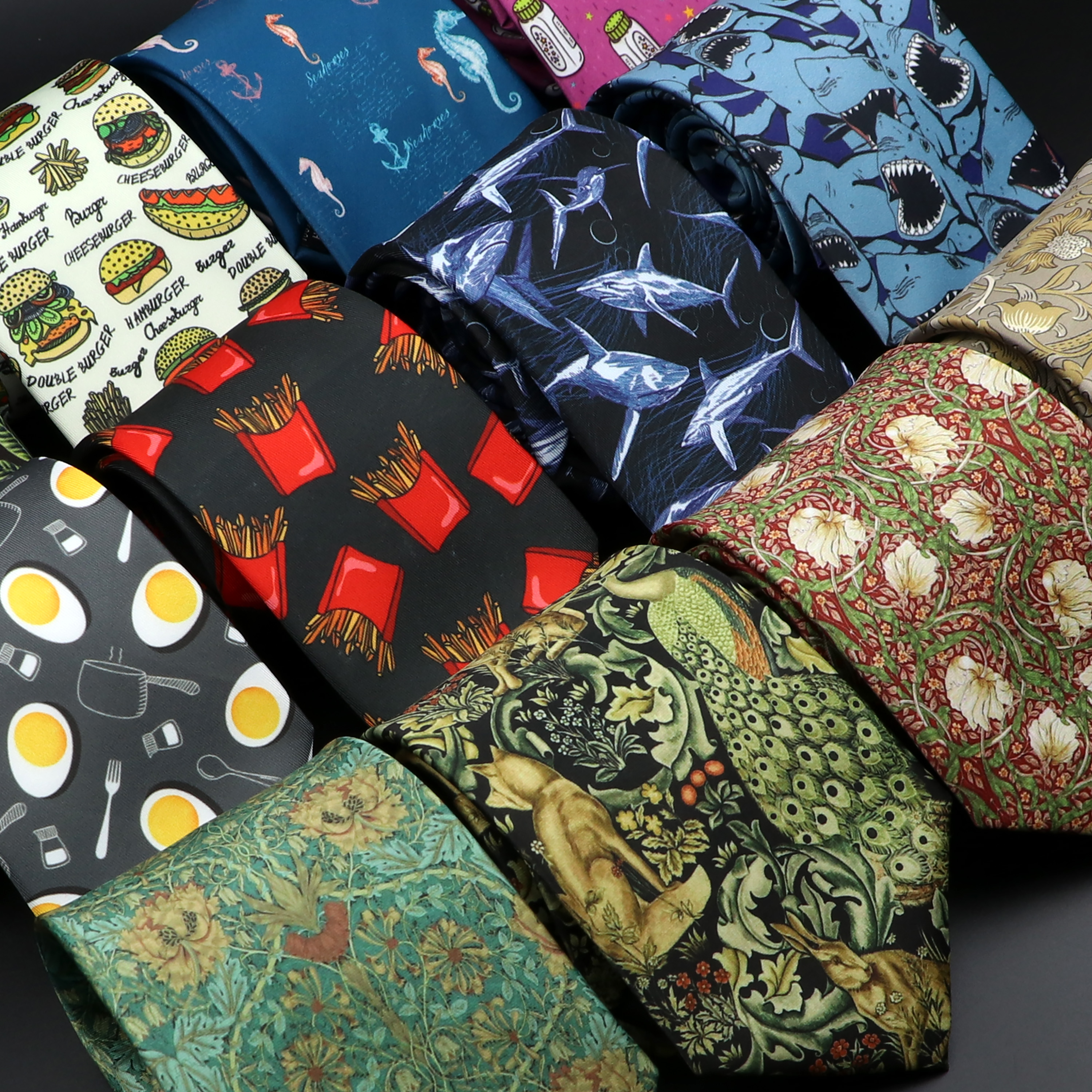 Novidade moda masculina gravata floral comida animal gravata macio poliéster marrom gravatas para casamento negócios vestido de festa gravatas presente