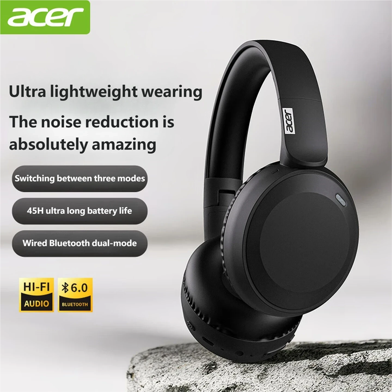 Acer OHR205 Kabellose Bluetooth-Kopfhörer, faltbarer Over-Ear-Kopfhörer mit 40-mm-Treibern, Multipoint Bluetooth 6.0 für Zuhause und Büro