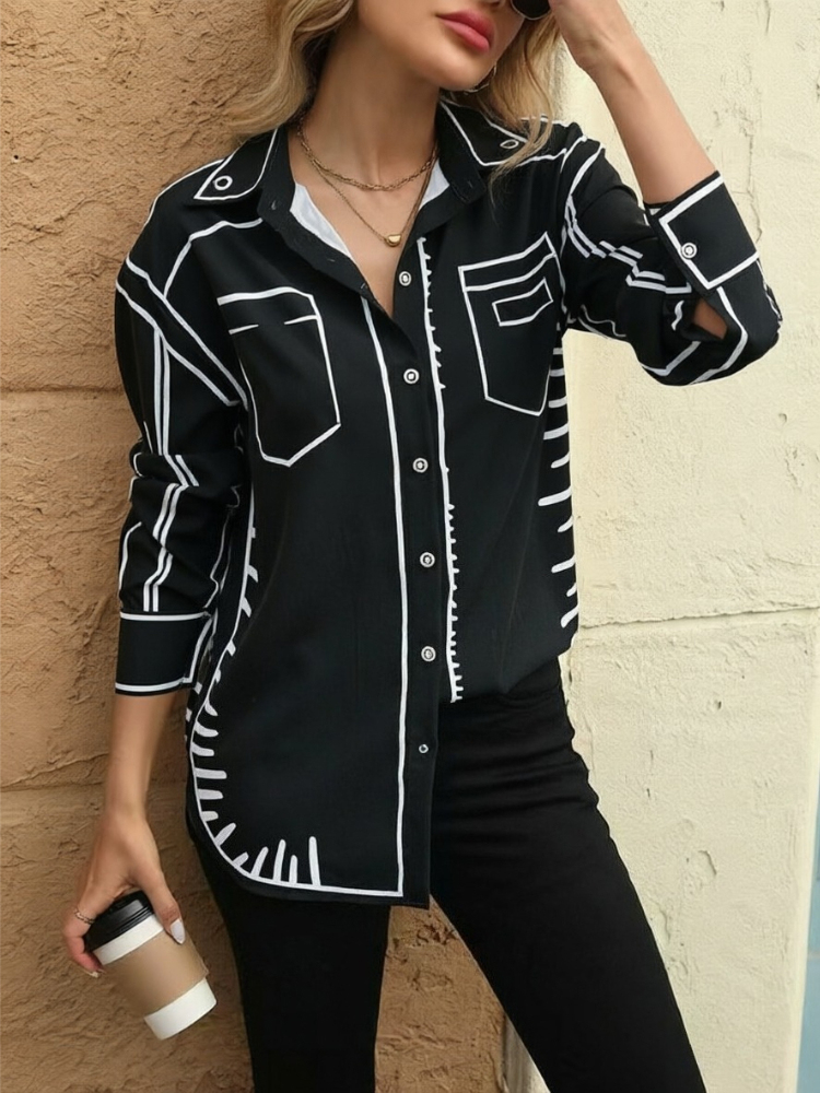 Y2K stampa camicie camicette da donna Famale New casual allentato top Streetwear