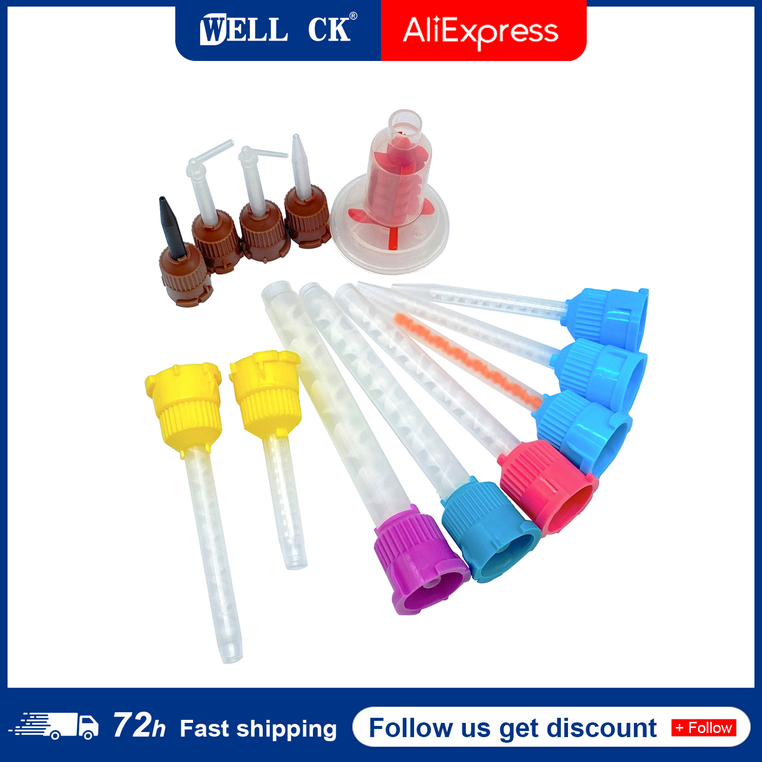 50 pz/lotto Punte di Miscelazione Dentale Materiali di Impressione Laboratorio Protesi Laboratorio Tubi di Colore Gomma di Silicone Usa E Getta