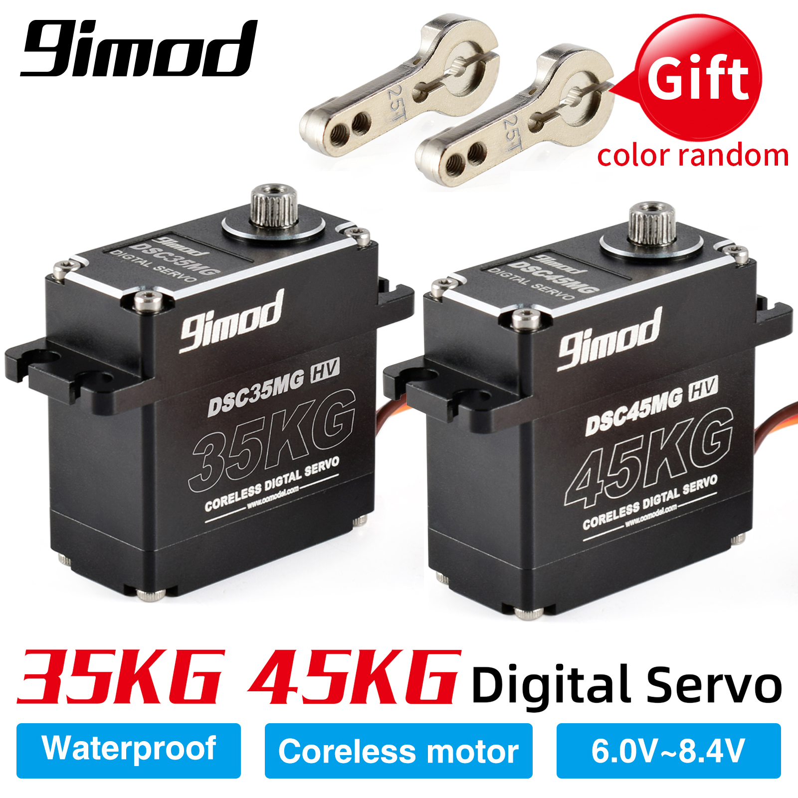 Servo resistente al agua 9imod, 35KG, 45KG, caja de aluminio, engranaje de Metal Digital, Servo sin núcleo HV para 1/8 1/10 RC, coche, camión, barco sobre orugas