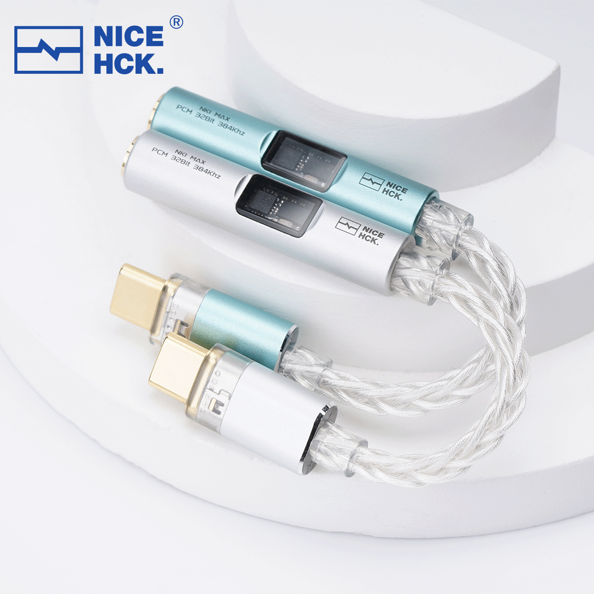 NICEHCK NK1 MAX câble adaptateur CX31993 puce de décodage MAX97220 OP-AMP HiFi Portable type-c 3.5mm DAC amplificateur fil plaqué argent