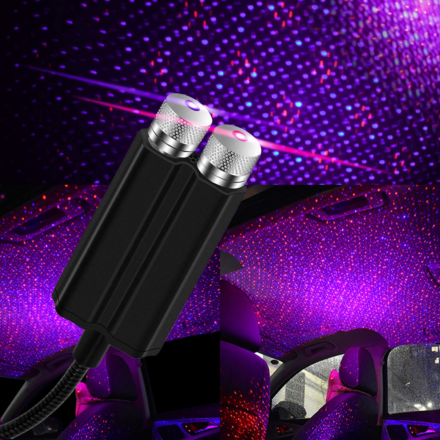 2-головная USB-проекционная лампа со звездой, декоративные светильники, светодиодные регулируемые свадебные украшения для салона автомобиля, потолочный проектор, ночник
