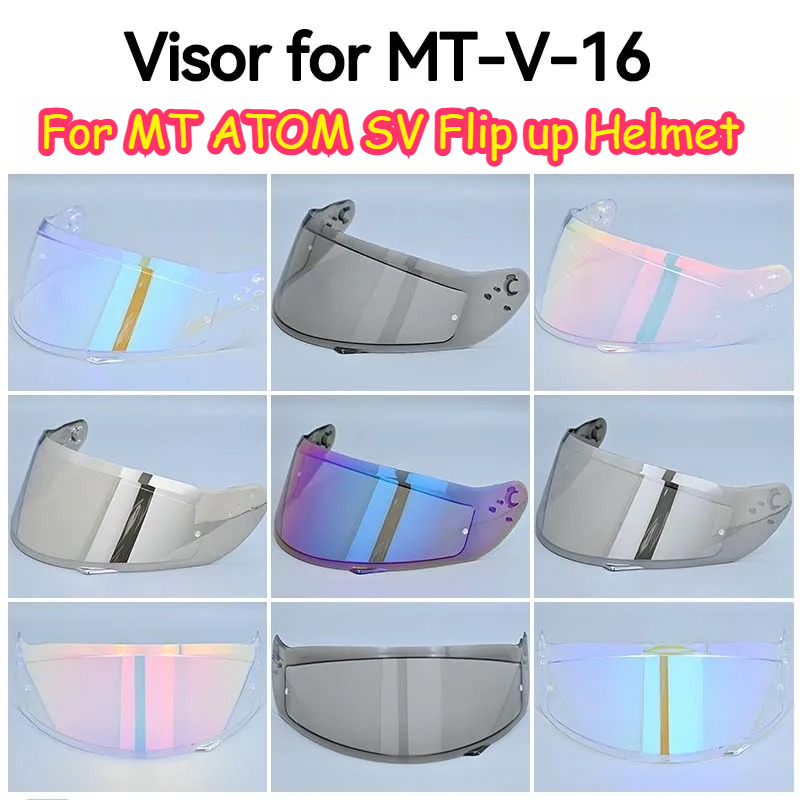 Lensa Visor Helm Sepeda Motor Cocok untuk MT V-16 ATOM SV Helm Flip Up Visor Perlindungan Anti UV untuk MT ATOM SV Film Antikabut