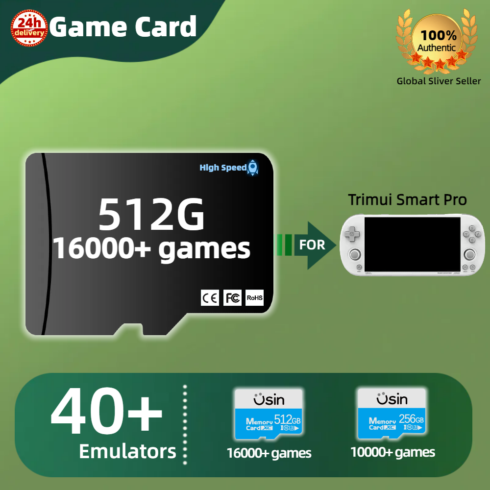 Carte de jeu TF pour Trimui Smart Pro, mémoire préinstallée, jeux rétro, plus de jeux PS1, console portable haute vitesse, cadeau pour enfants, SD 512G